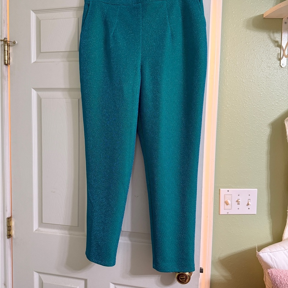Vixen by Micheline Pitt Teal Ankle Pants